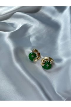 Zümrüt Aura Gold Küpe