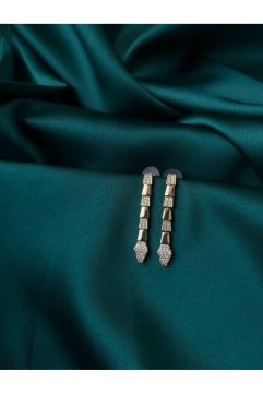 Mira Luxe Gold Uzun Taşlı Küpe