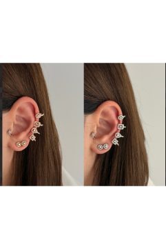 Minimal Baget Detaylı 316L Çelik Tekli Kıkırdak Küpesi