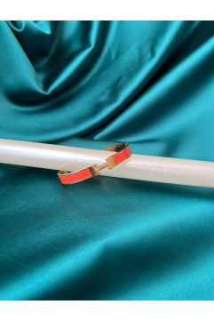 Turuncu Detaylı Gold Minimal Kelepçe Bileklik