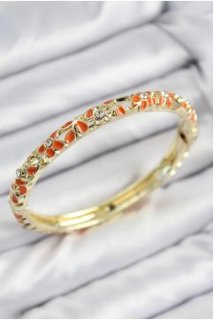 Gold Floral Orange Mine Bileklik