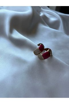 Cactus Candy Curve Fuşya Mine Taşlı Küpe