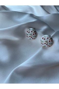 Cactus Kiraz Bahçesi Enamel Küpe